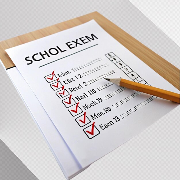 aprendizaje de exámenes escolares en un fondo transparente