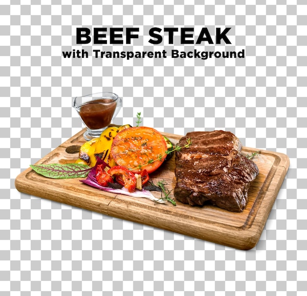 Apresentação de bife de carne Alimentação Foto PSD com fundo transparente