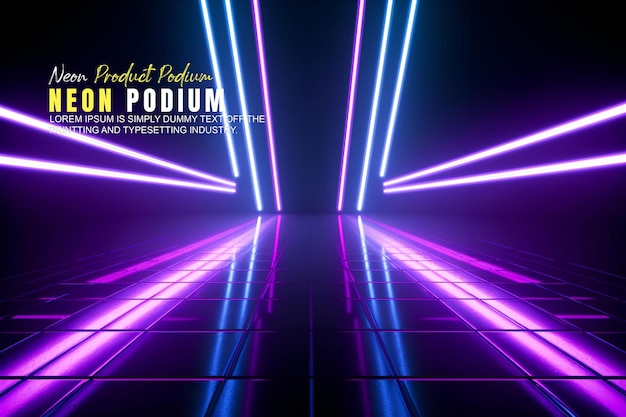 apresentação de produto de maquete de exibição de palco futurista com cena de luz de néon dispaly de produto