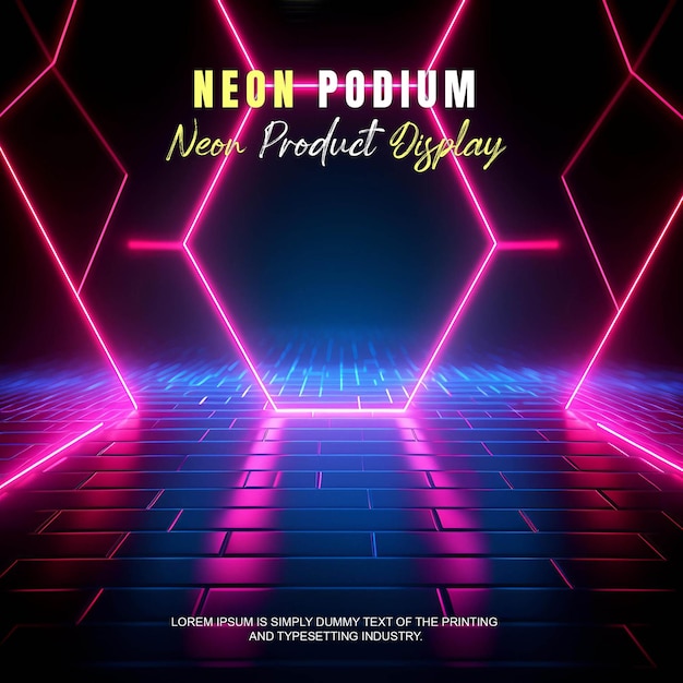 apresentação de produto de maquete de exibição de palco futurista com cena de luz de néon dispaly de produto