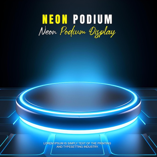 apresentação de produto de maquete de exibição de palco futurista com cena de luz de néon dispaly de produto