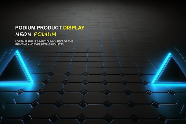 apresentação de produto de maquete de exibição de palco futurista com cena de luz de néon dispaly de produto