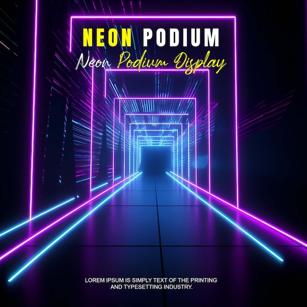 apresentação de produto de maquete de exibição de palco futurista com cena de luz de néon