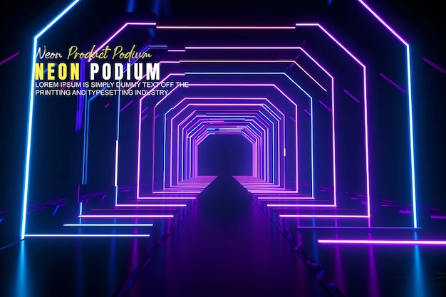 apresentação de produto de maquete de exibição de palco futurista com cena de luz de néon