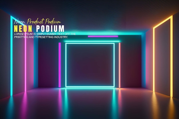 apresentação de produto de maquete de exibição de palco futurista com cena de luz de néon