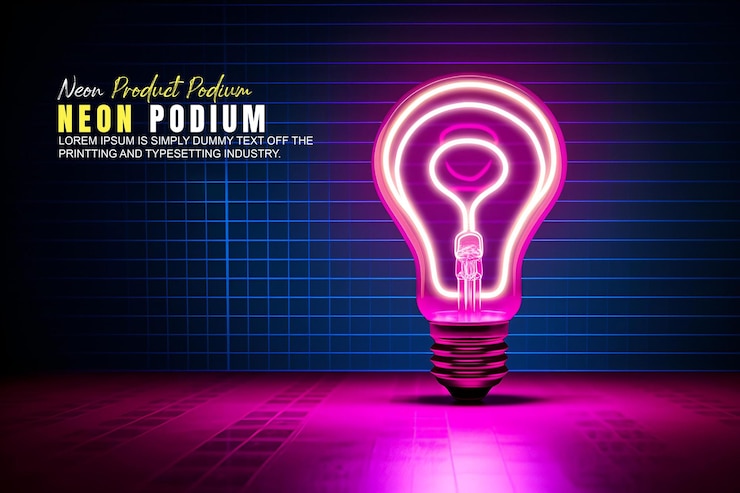 PSD apresentação do produto com uma cena de luz de néon