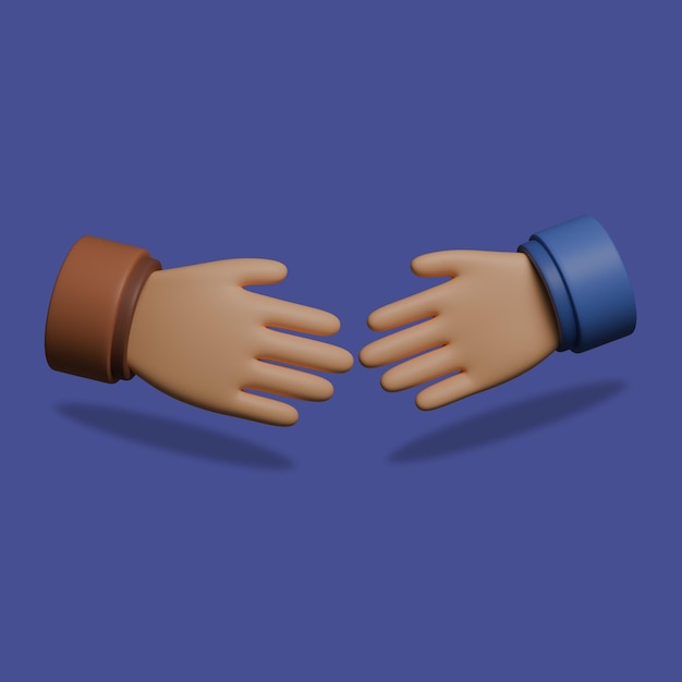 Apretón de manos mano gesto icono aislado 3d render ilustración