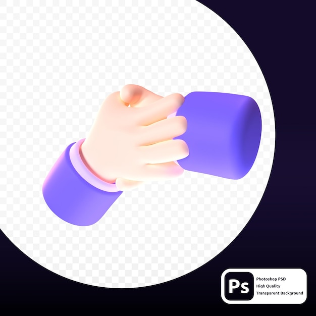 Apretón de manos en representación 3D para presentación o web de activos gráficos