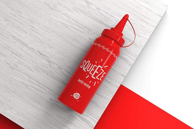 Apriete las botellas en una maqueta de superficie de madera
