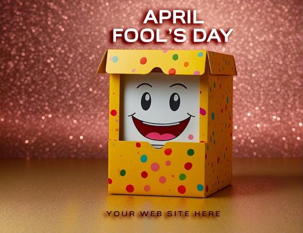 April fool day-konzept mit box-überraschung und ikonen-vektor-design