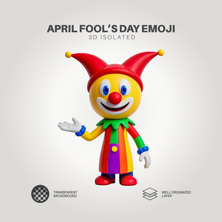 PSD april fools day 3d render clown full body 02
