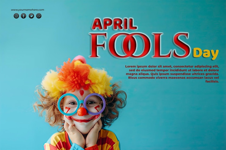 PSD april fools with cute badung background free space for text