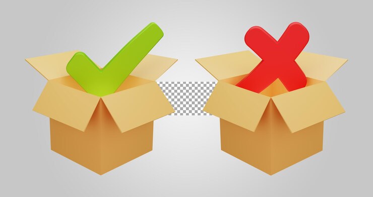 PSD aprobar cuadro de rechazo sobre fondo transparente 3d render