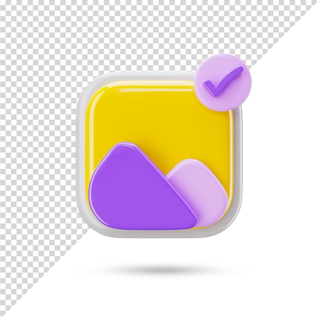 Aprobar icono de imagen 3d en fondo transparente. símbolo 3d y signo. Moderno y minimalista