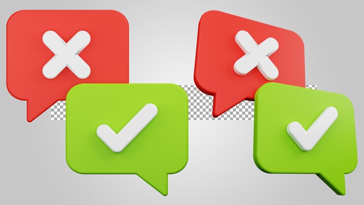 PSD aprobar rechazar chat de burbujas sobre fondo transparente 3d render