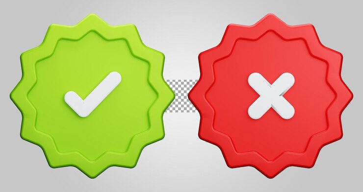 PSD aprobar rechazar signo aislado sobre fondo transparente 3d render
