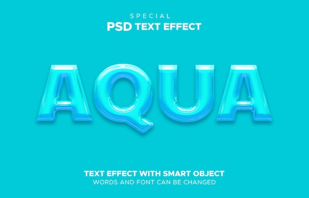 PSD aqua bearbeitbarer text effekt-smart-objekt