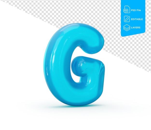 Aqua Blue jelly G letra aislada sobre fondo blanco ilustración 3d