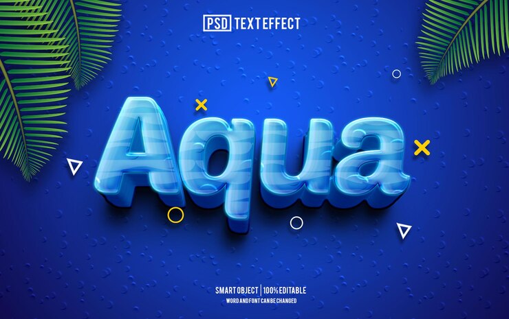 PSD aqua text effect font editable typography 3d text
