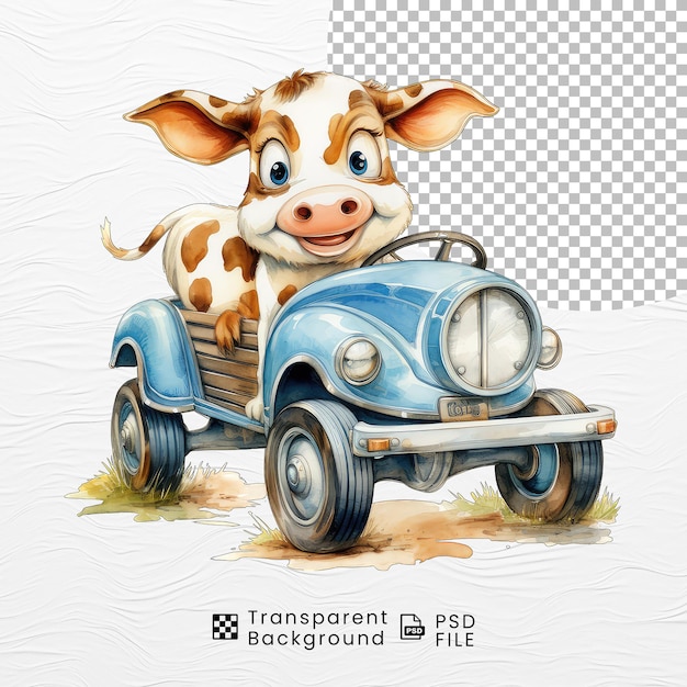 PSD aquarela bonita clipart de vaca engraçada em png