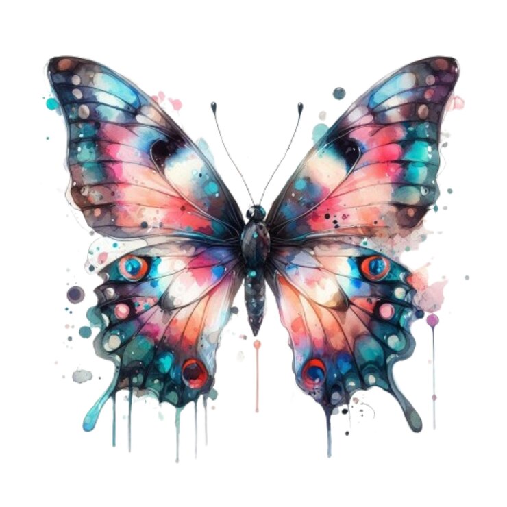 PSD aquarela borboleta colorida