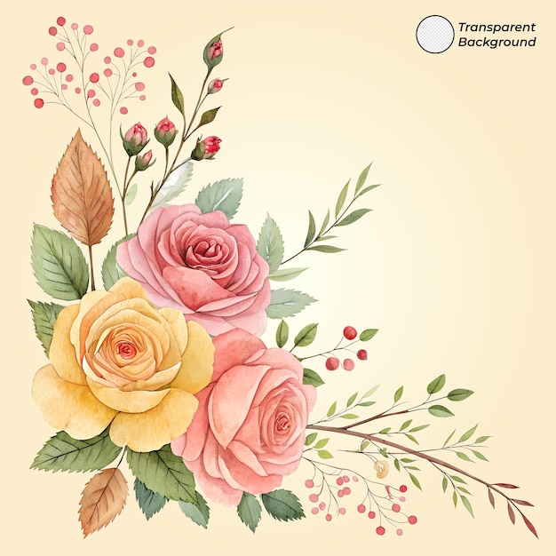 Aquarela Bouquet Floral Fundo Transparente Rosa Clipart