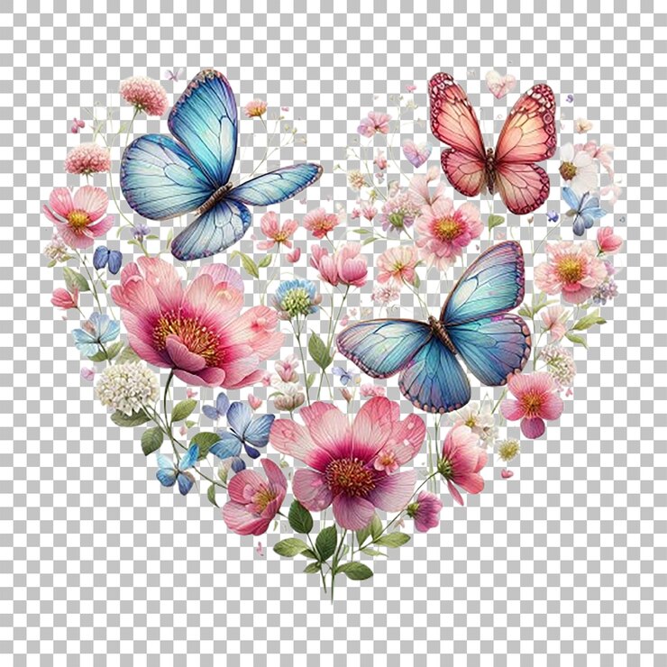 Aquarela Corazón paquete de mariposas florales para el día de San Valentín