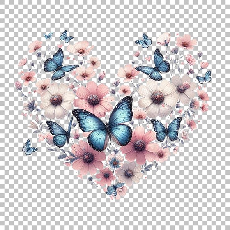 Aquarela Corazón paquete de mariposas florales para el día de San Valentín