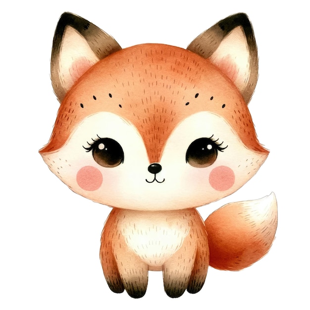 PSD aquarela cute fox clipart