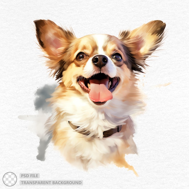 PSD aquarela de cachorro chihuahua pintada à mão