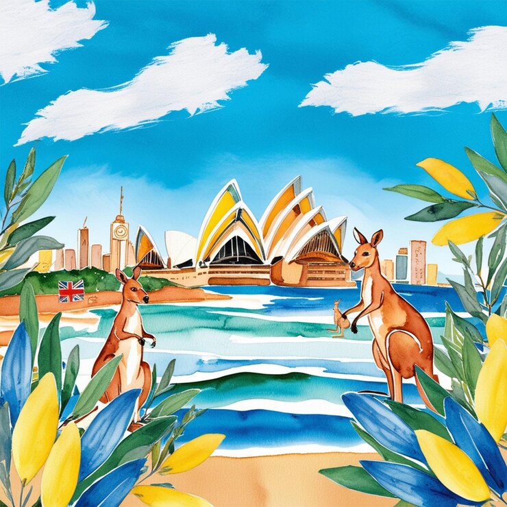 PSD aquarela de fundo do dia da austrália
