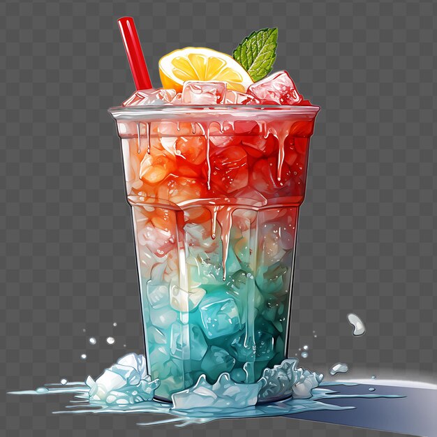 PSD aquarela de slushie beba um tratamento gelado e refrescante wi isolado psd arte de colagem transparente