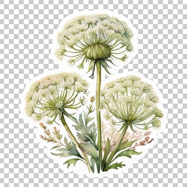 PSD aquarela desenho de adesivo de flores diferentes fundo transparente