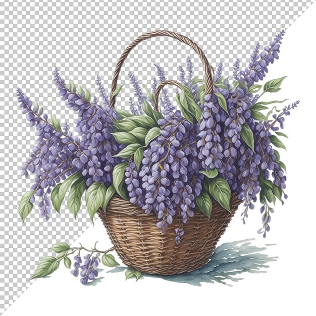 Aquarela Desenho de cesta de flores