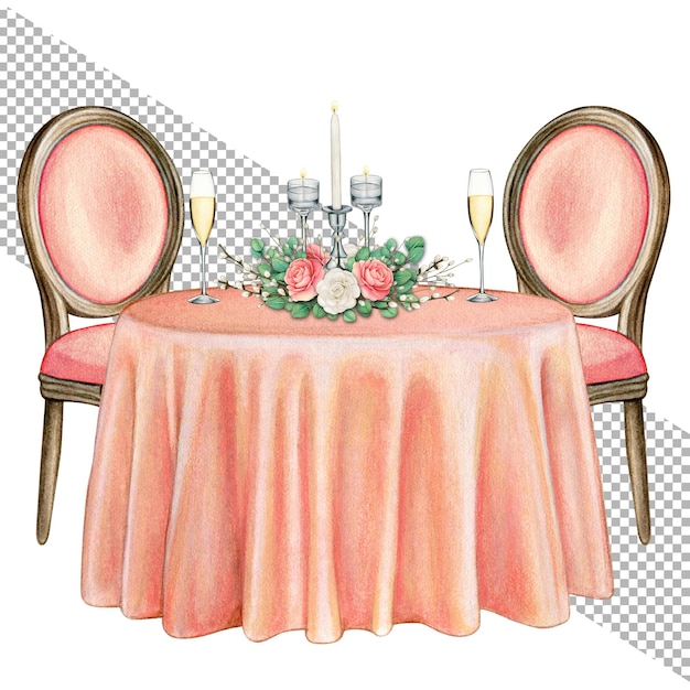 PSD aquarela dibujada a mano elegante mesa decorada para bodas