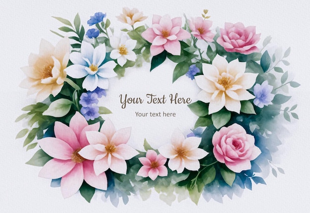 Aquarela Estilo Edição Floral Frame PSD