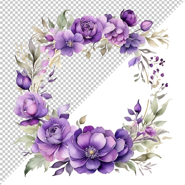 PSD aquarela floral design de frame de flores e decoração de casamento