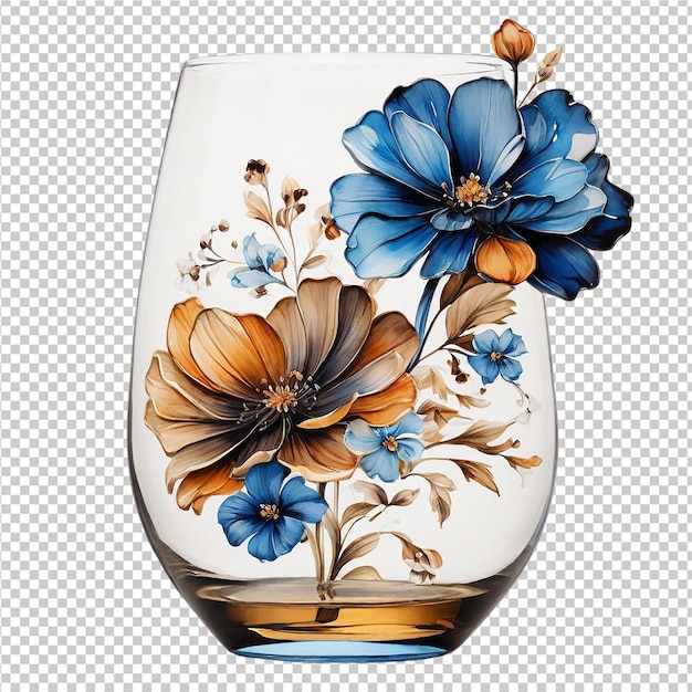 PSD aquarela floral diseño de vidrio de zalto de flores