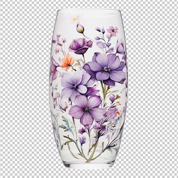 PSD aquarela floral diseño de vidrio de zalto de flores