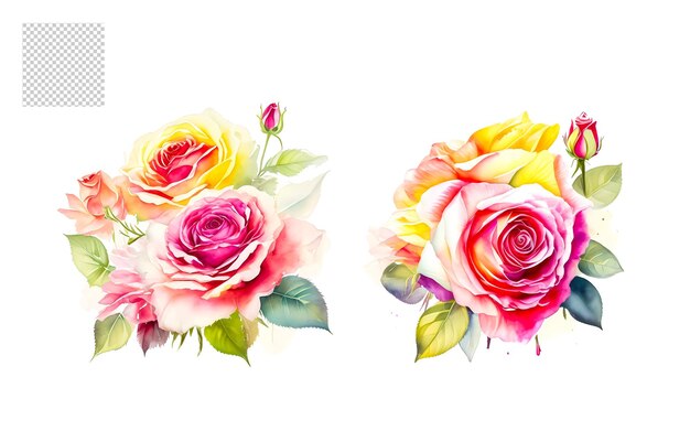 PSD aquarela floral floral png conjunto