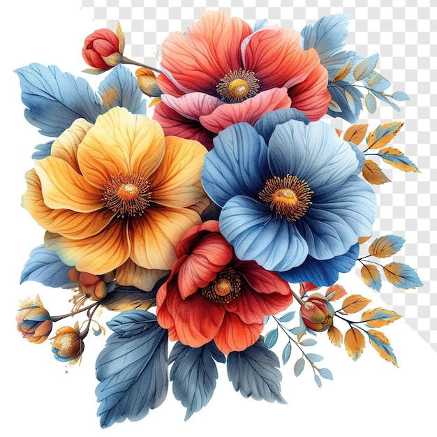 PSD aquarela de flores islámicas antiguas con clipart de papel de oro