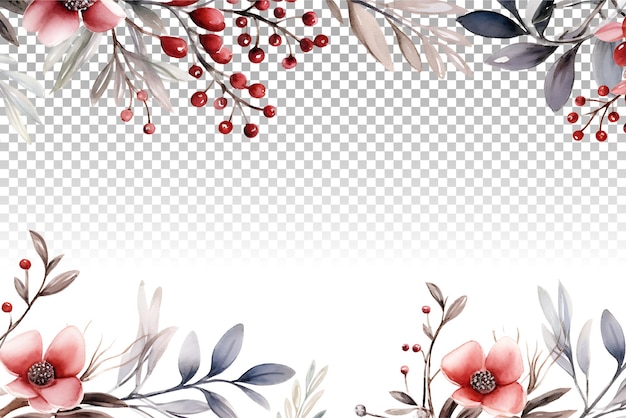 PSD aquarela ilustração plantas de inverno ramos quadro para cartão de saudação de natal