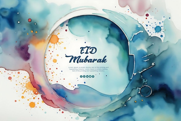 PSD aquarela islâmica eid mubarak colorido criativo de luxo multifuncional psd design