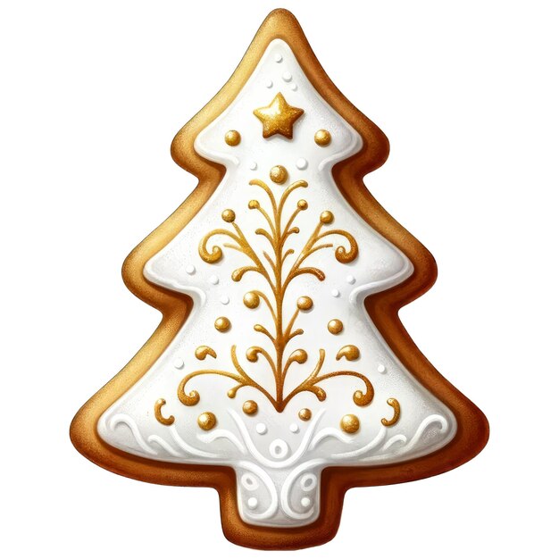 PSD aquarela lindo biscoito de natal branco e dourado