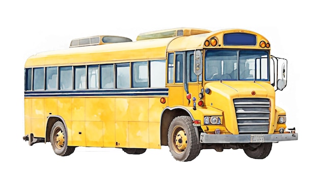 PSD aquarela mão desenho ônibus escolar clipart