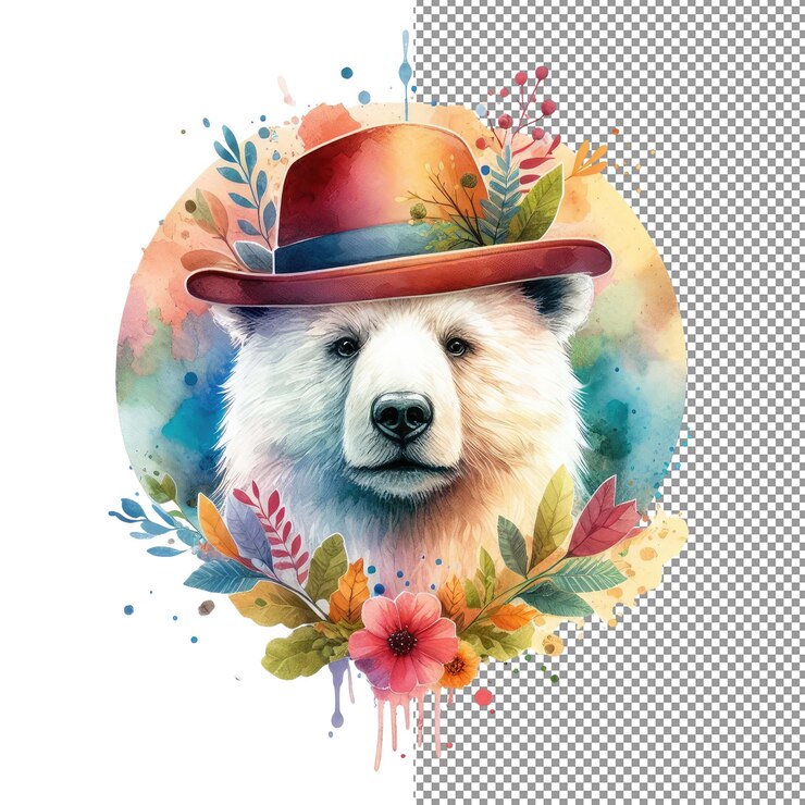 PSD aquarela menagería vibrantes retratos de animales en acuarela