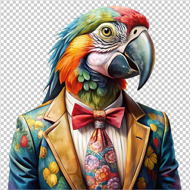 PSD aquarela pájaro pájaro vestido con ropa clipart png