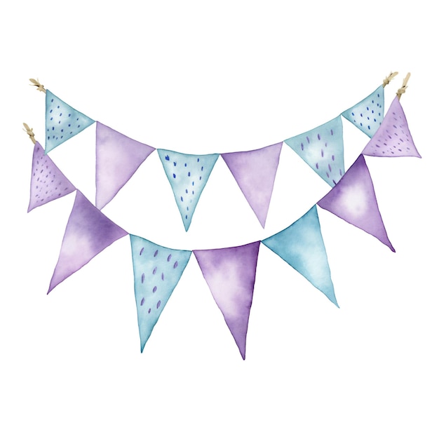 PSD aquarela pastel bunting banner