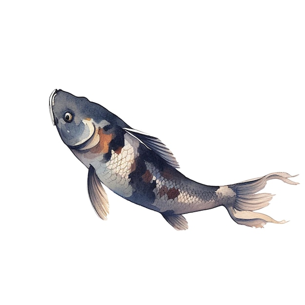 Aquarela peixe koi carp ilustração elemento de design desenhado à mão isolado em fundo branco