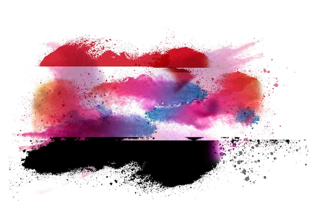 Aquarela pintada Ilustração desenhada à mão da bandeira nacional do Iêmen